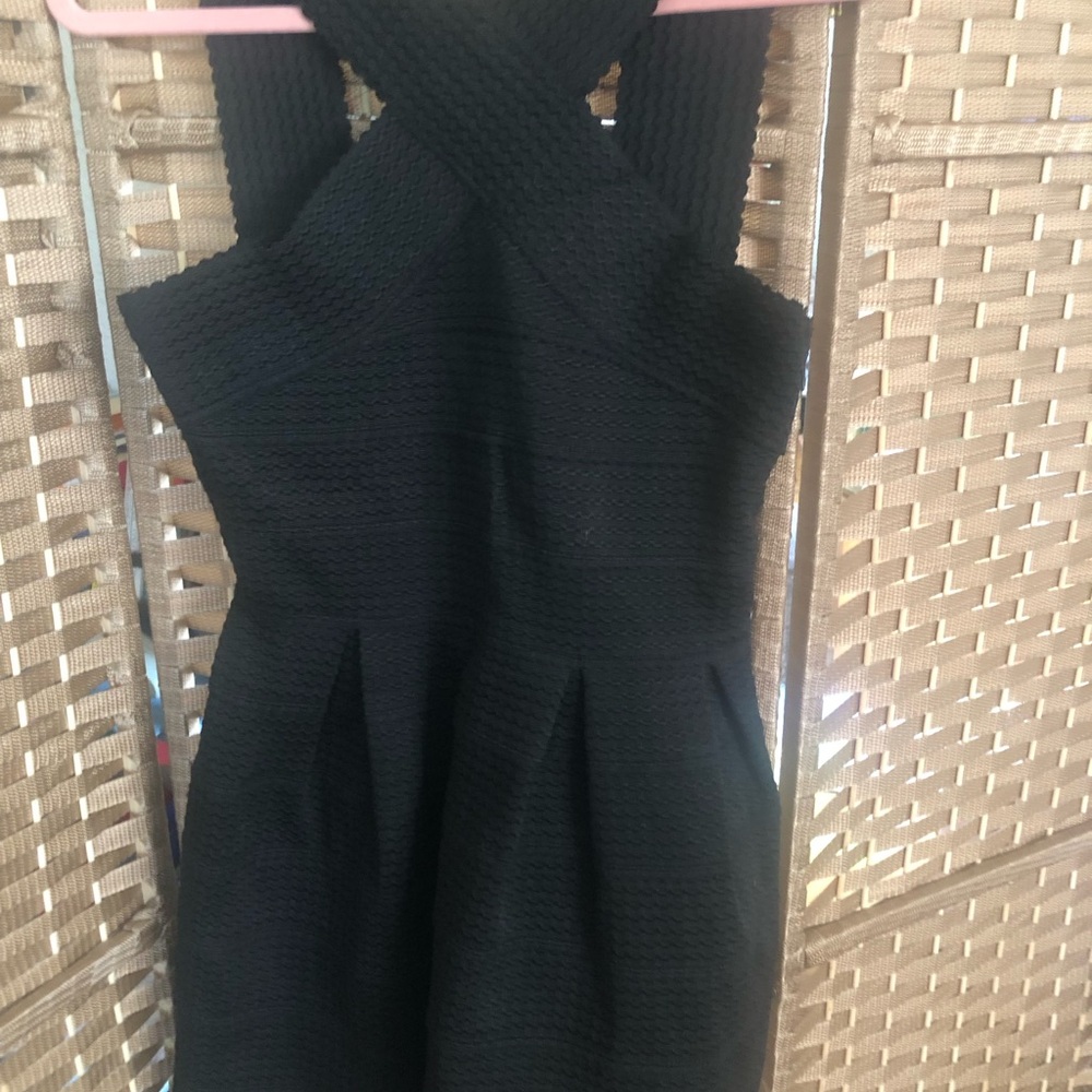 Dee Elle Textured Black Midi Dress